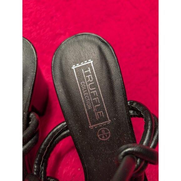 Truffle Collection Black Strappy Knot Heeled Sandals Size 8 / EU 41 - Picture 3 of 8